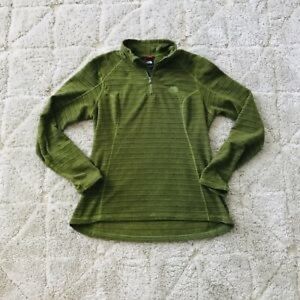 The North Face Green Striped Fleece Pull Over Half Zip SZ LG